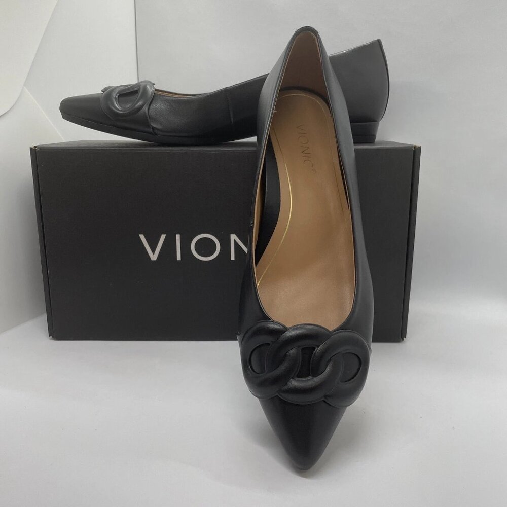 Vionic Women's Arielle Slip On Flat Black Nappa Size 9.5 NIB